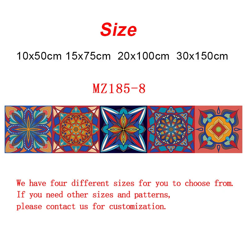 Colorful Mandala Style Strip Tiles Wall Sticker Kitchen Wardrobe Bathroom Waterproof Wallpaper Peel &amp; Stick Art Wall Decals