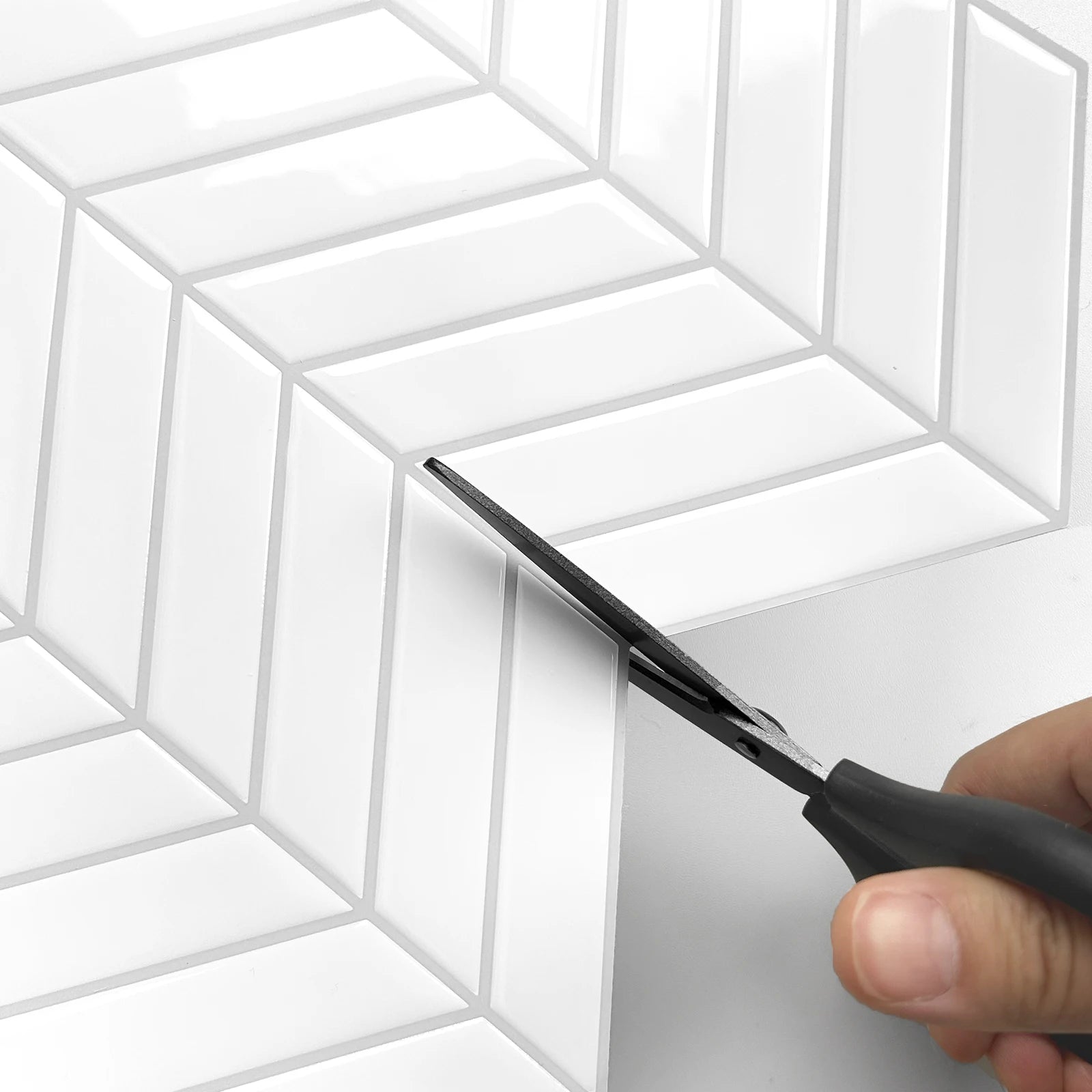 3D Black Herringbone Pattern Wall Sticker for Kitchen/Bathroom