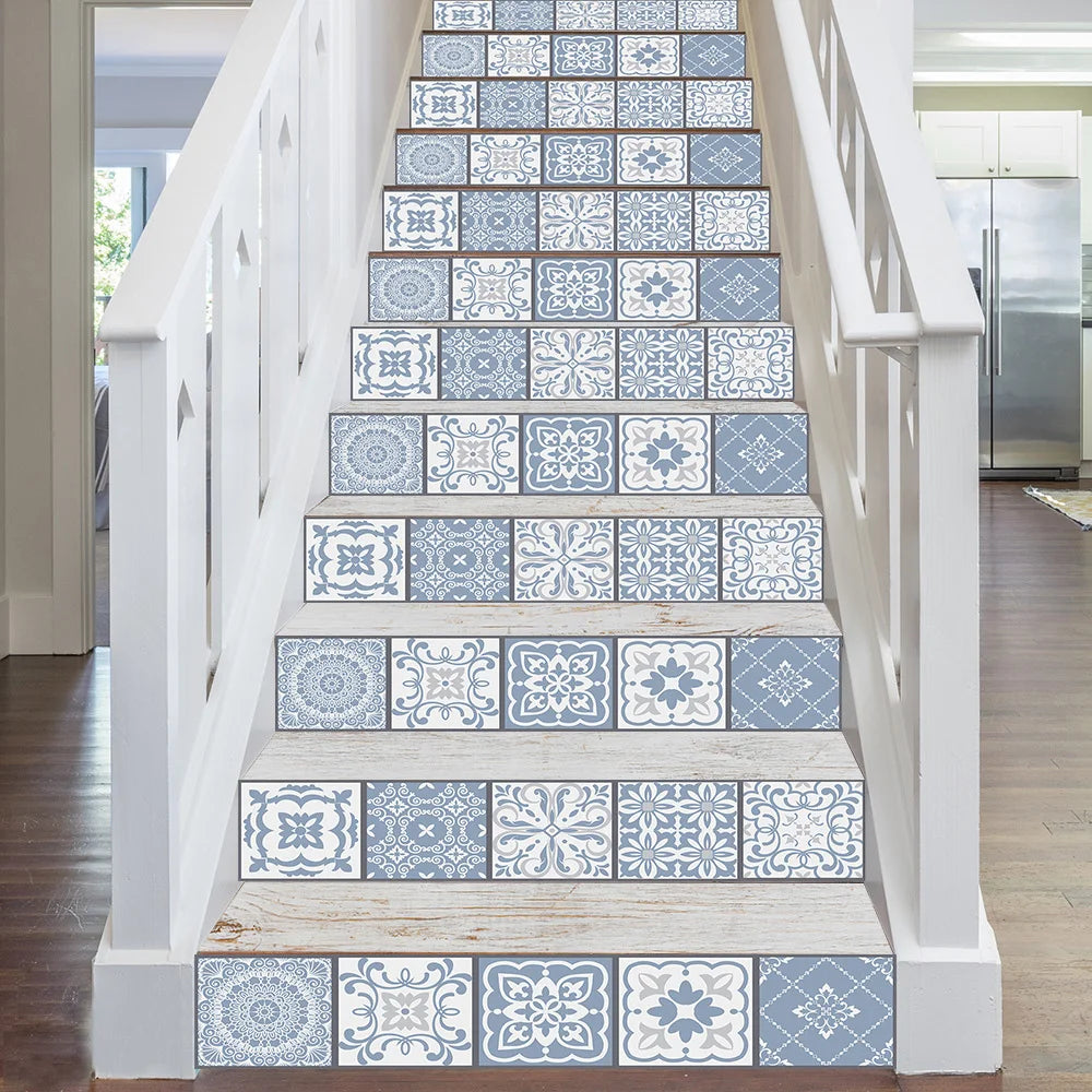 10pcs Blue &amp; Gray Matte Surface Wall Sticker Film For Tiles /Ground in Kitchen Backsplash Floor PVC Art Wallpaper Peel &amp; Stick