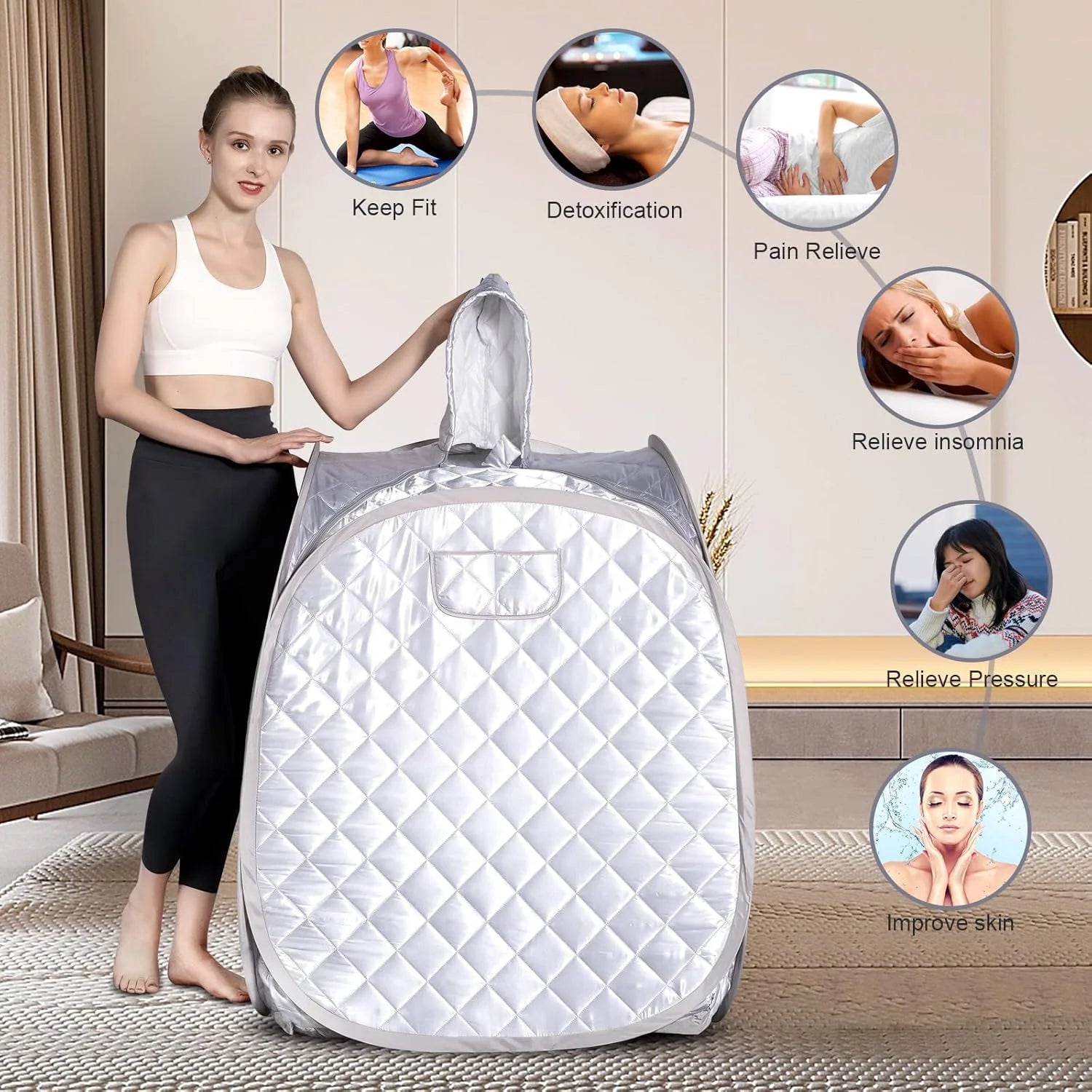 Smartmak Portable 1 Person Full Size Steam Sauna Tent Lightweight Folding Sauna Box