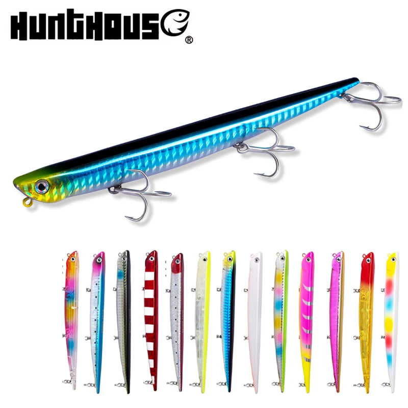 Hunthouse fishing lure pencil 99mm 18.5g 155mm 31.5g swimbait set ruf manic bait sinking origin hook for sea bass bluefish perch