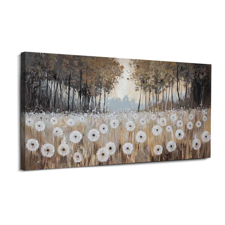 JZ Dandelion Flower Artwork Abstract Texture 3D Hand Painted Landscape Hand Painted Oil Painting Custom Canvas Wall Art Wall Decor 