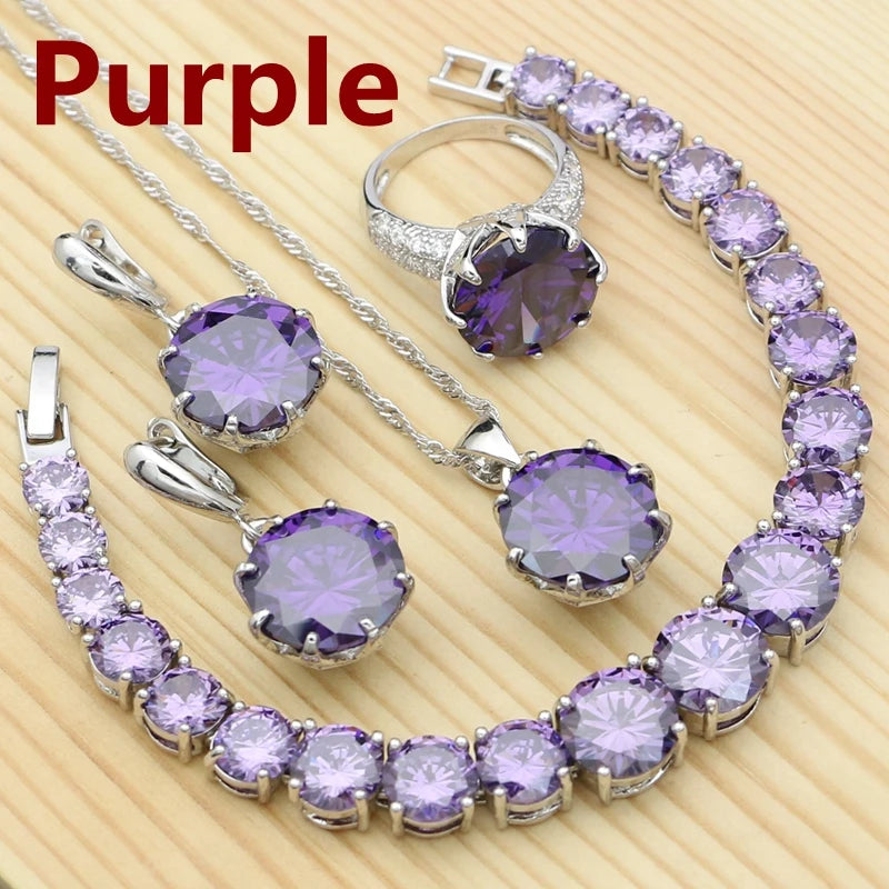 925 Silver Jewelry Set with Olive Green Stone for Women