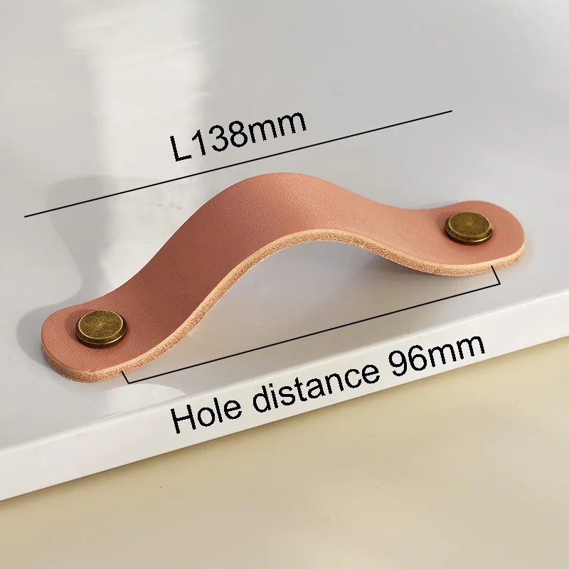 Nordic Style Pink Leather Handle Furniture Drawer Cupboard Kitchen Cabinet Door Knobs Pull Children's Room Cabinet Handles