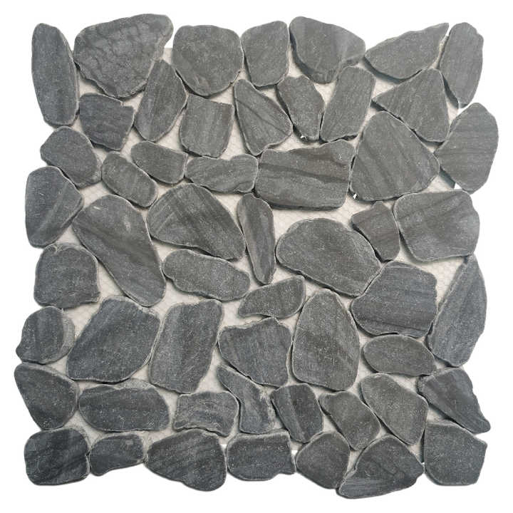 Factory Hot Selling Irregular Black Pebble Mosaic Tiles Pebble Mosaic Tiles for Floor Tiles and Garden Wall Tiles 