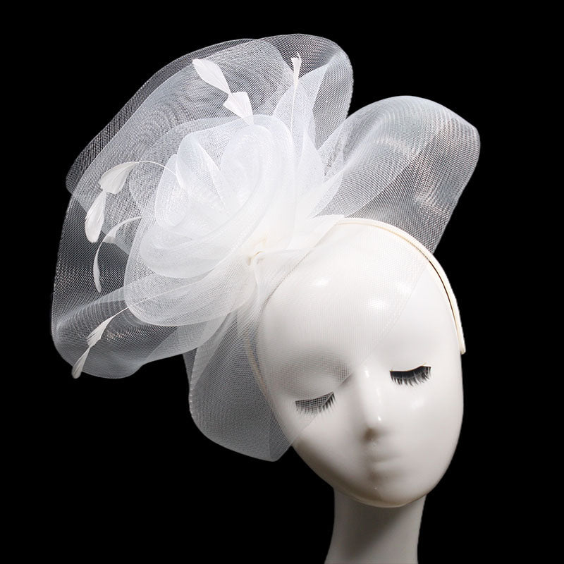 Mũ Fascinator Sinamay Hoàng Gia Tiệc Cưới Derby Hoa Lưới Lông Vũ Nữ Đi Nhà Thờ - Daisan Mart