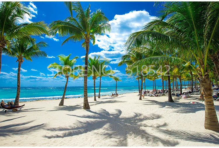 Custom 3D Photo Wallpaper Seaside Coconut Tree Beach Scenery Wall Mural Wall Paper For Living Room Papel De Parede 3D Paisagem
