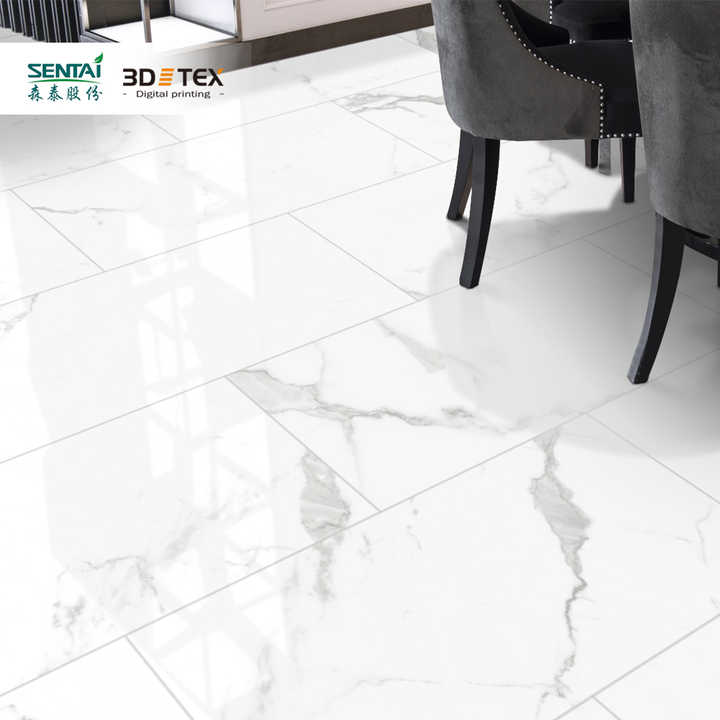 Waterproof and fireproof 3D digital printed vinyl flooring, black gray marble pattern 
