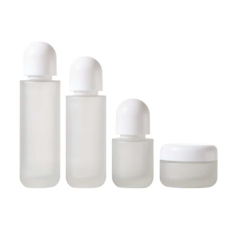 Slim cosmetic glass bottle, thick bottom, transparent, with pump, used for Serum Lotion Cream 