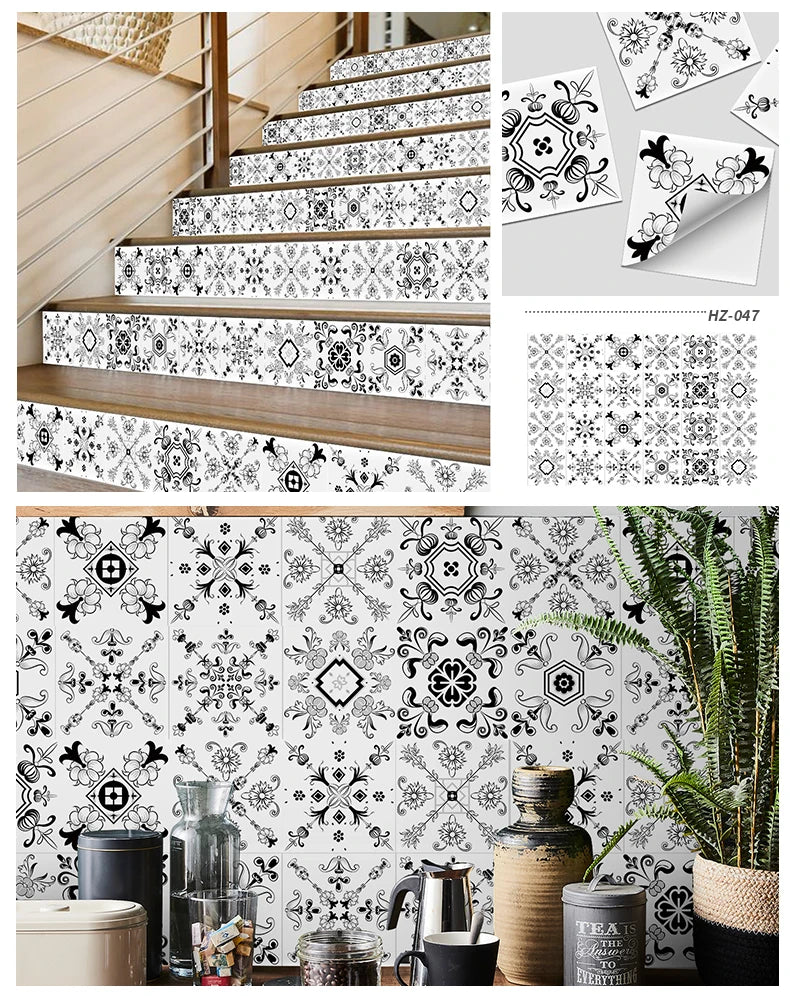 24pcs Retro Gray Kitchen Tile Sticker Wall Waterproof Self Adhesive Wallpaper PVC Furniture Cabinet Surface DIY Decorative Decal