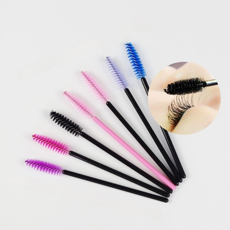 50 Disposable Mascara and Eyelash Extension Brushes with Convenient Eco-Friendly Plastic Handle 