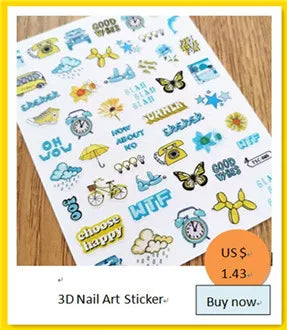 Nhãn Dán 3D Chữ Đen Trang Trí Nail ME054-062 - Daisan Mart