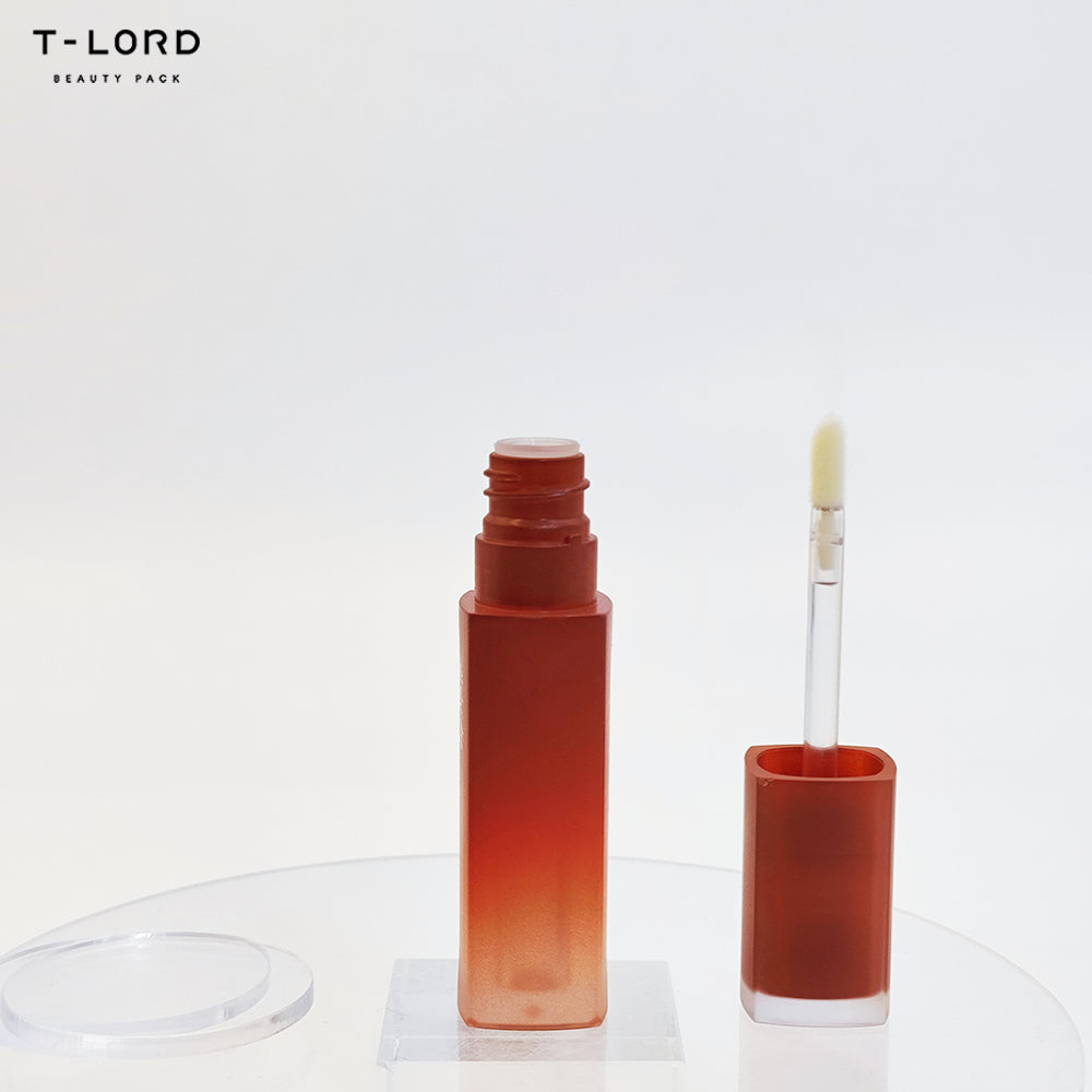 Premium transparent plastic lip gloss bottle packaging with tube brush with custom logo for makeup tools 