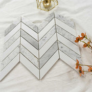DIY home decoration with self-adhesive herringbone tiles wall tiles with eco-friendly materials combined with marble mosaic tiles 