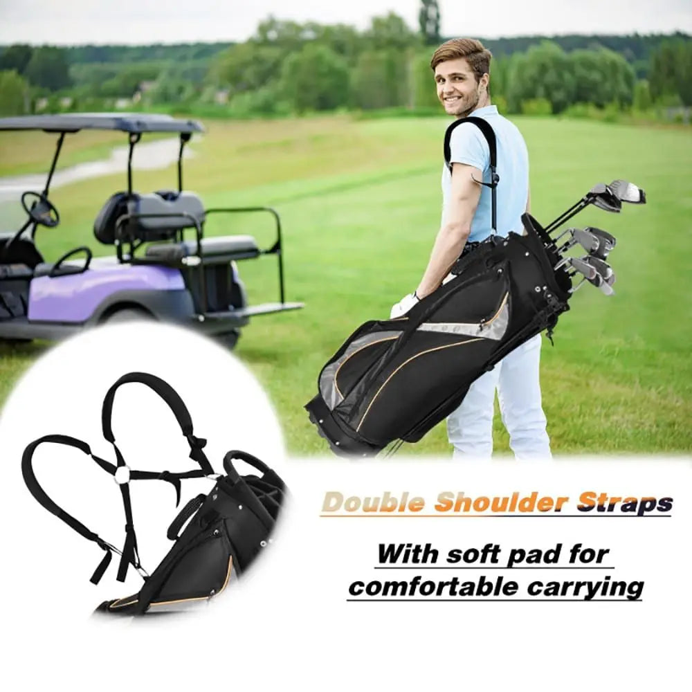 9 Inch Waterproof Standing Golf Bag with Wheels and Shoe Compartment