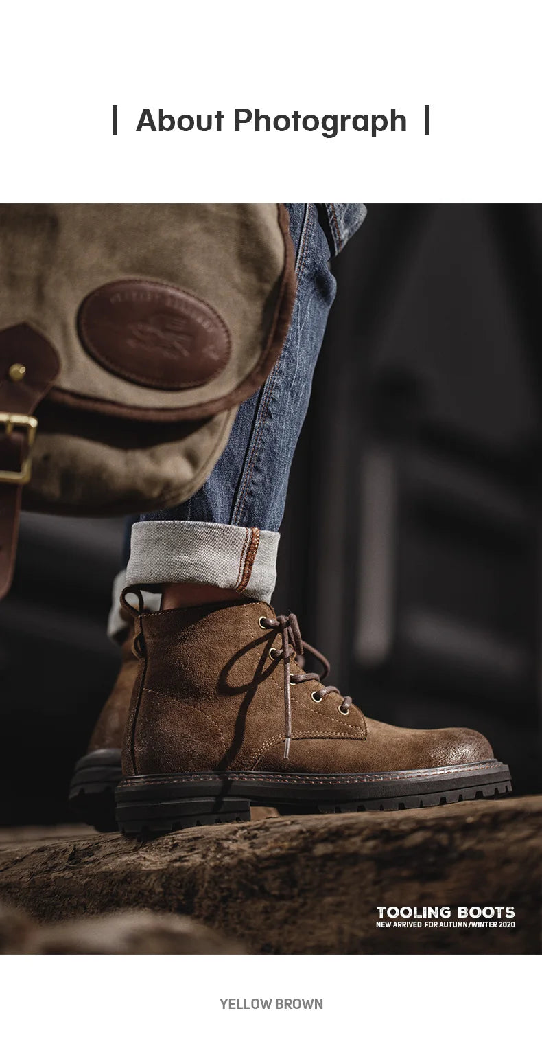 Giày Boot Nam Da Lộn Cổ Cao Lót Lông Maden Vintage