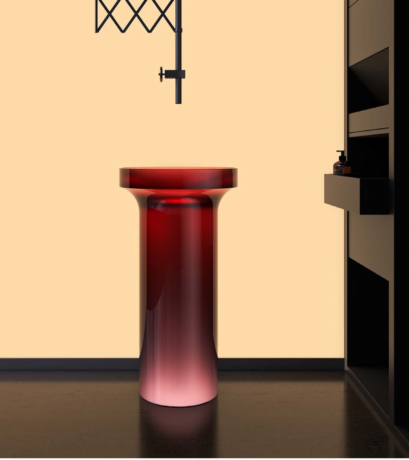 Modern design transparent plastic free standing wash basin 