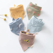 5-Piece Cotton Triangle Bib for Babies with Cute Patterns