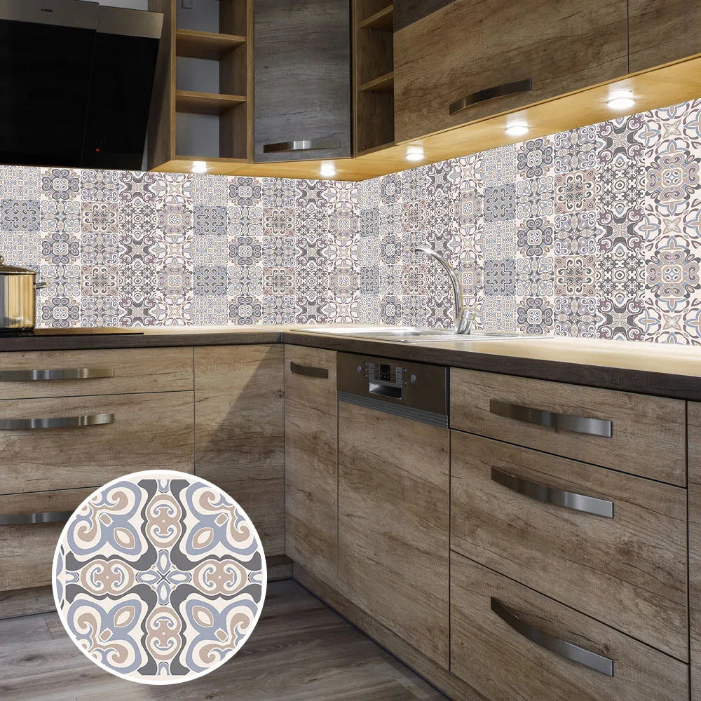 10pcs Blue &amp; Gray Matte Surface Wall Sticker Film For Tiles /Ground in Kitchen Backsplash Floor PVC Art Wallpaper Peel &amp; Stick