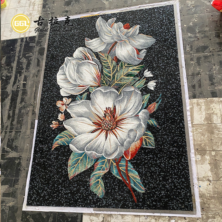 Custom modern flower glass mosaic for bathroom, bedroom &amp; hotel wall and floor 
