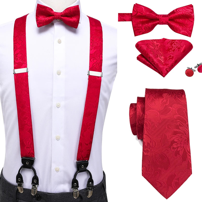 奢華復古金色花卉男士高領絲綢腰帶和領結