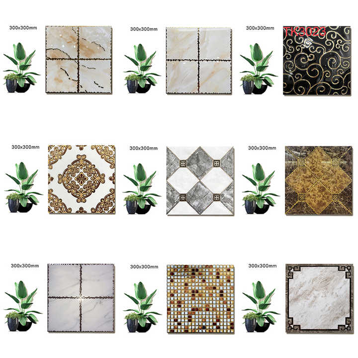 3D Design Sparkling Gold Plated Porcelain Floor Tiles for Bathroom