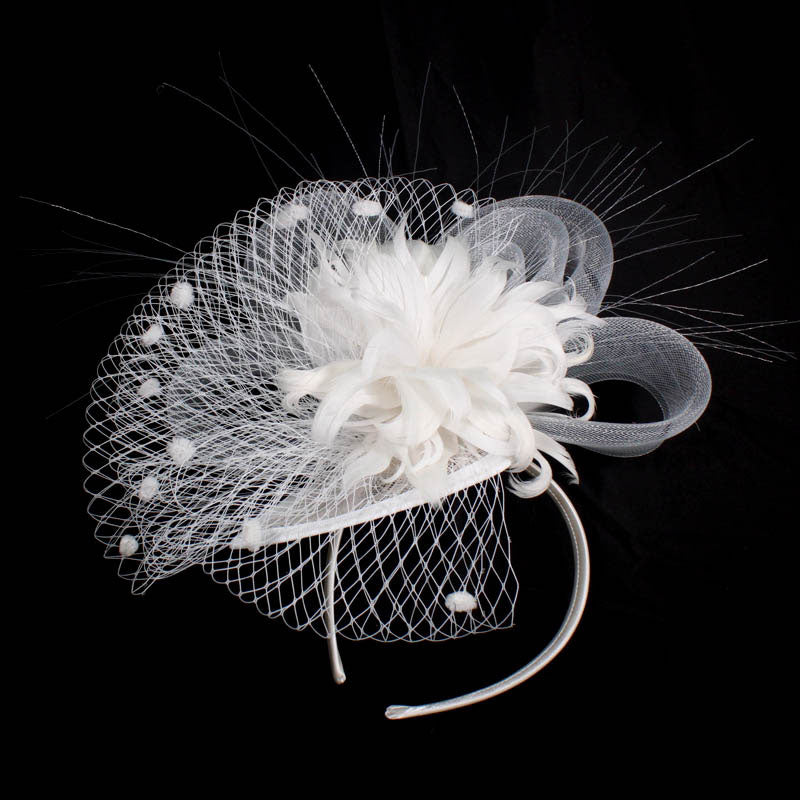 Mũ Fascinator Sinamay Hoàng Gia Tiệc Cưới Derby Hoa Lưới Lông Vũ Nữ Đi Nhà Thờ - Daisan Mart