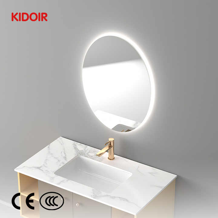 Professional Manufacturer Kidoir Oval Hotel Full CE LED Fogless Dimmer CCT 3 Lights Frameless LED Bathroom Mirror 