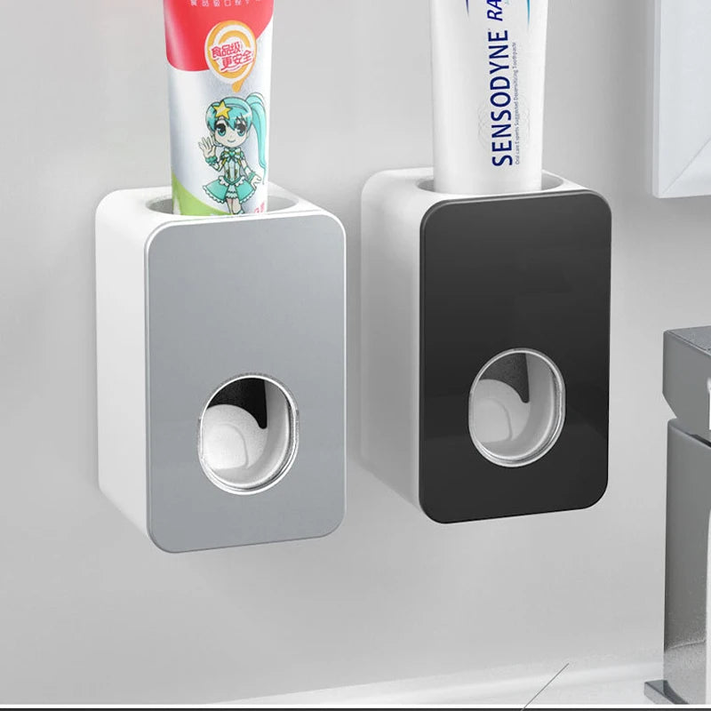 Automatic Toothpaste Dispenser Dust-proof Toothbrush Holder Wall Mount Stand Bathroom Accessories Set Squeezer