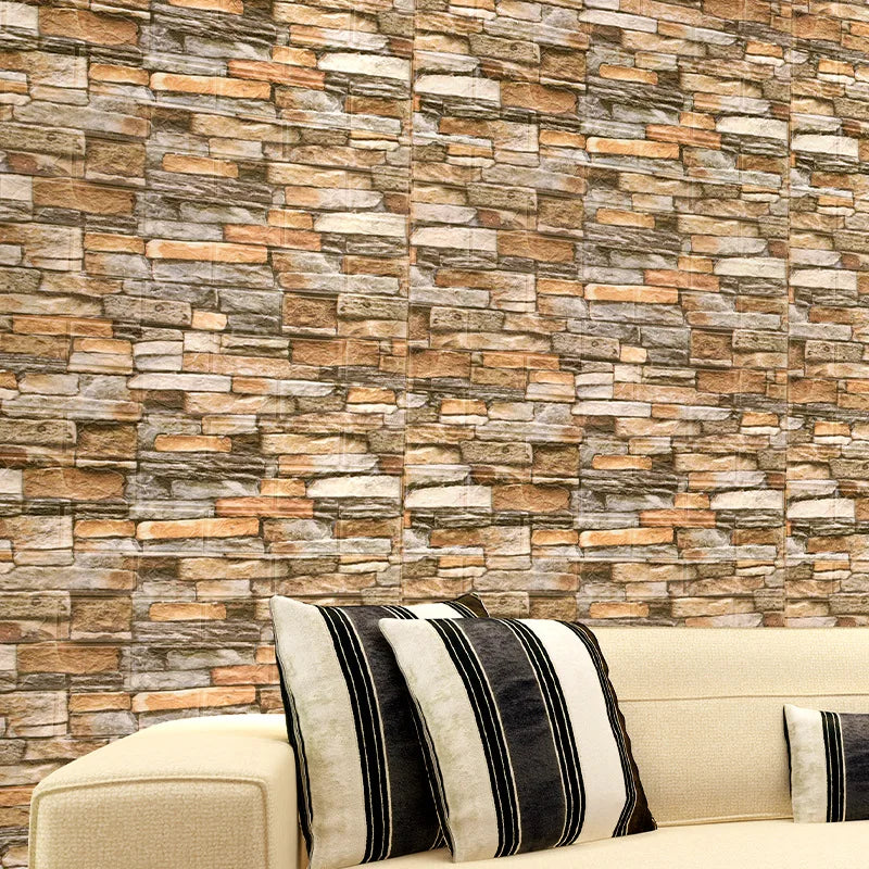 10 Pcs 3D Peel and Stick Wall Stickers Home Decor Living Room Waterproof Foam Vinyl PVC 70X77CM Self Adhesive Panels Wallpaper