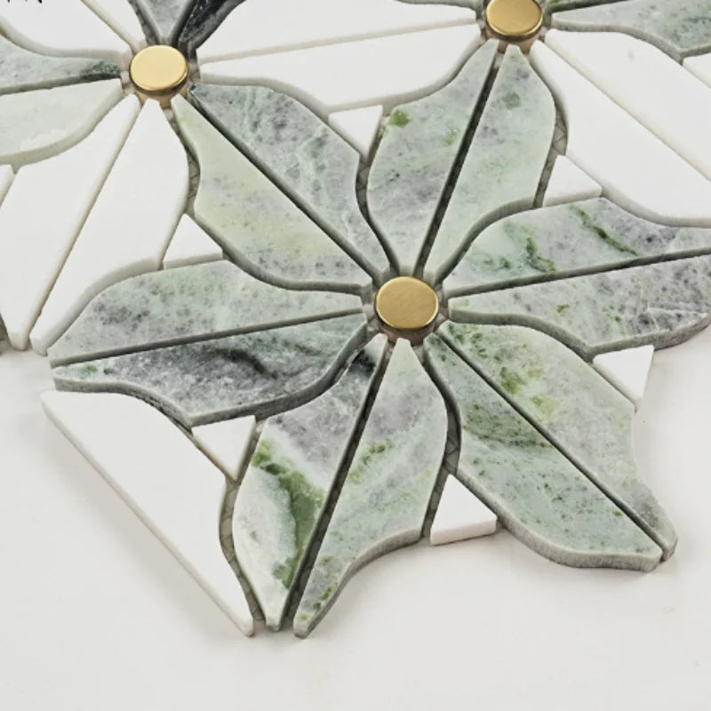 Gạch Mosaic Đá Tự Nhiên Hoa Văn Xanh Đá Cẩm Thạch