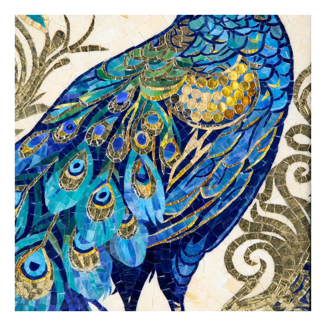 Decorative glass mosaic peacock wall sticker 