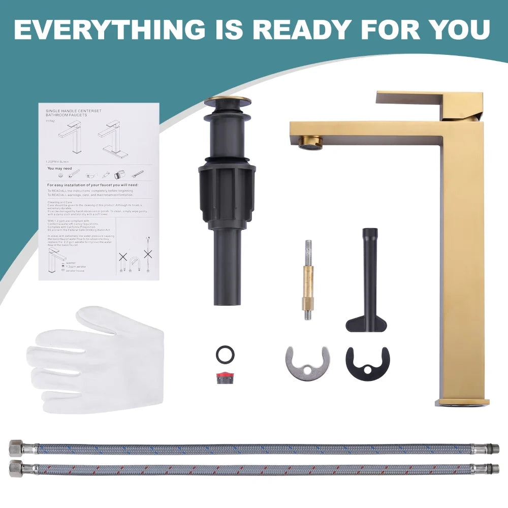 Modern Square Matte Gold Stainless Steel High-end Faucet