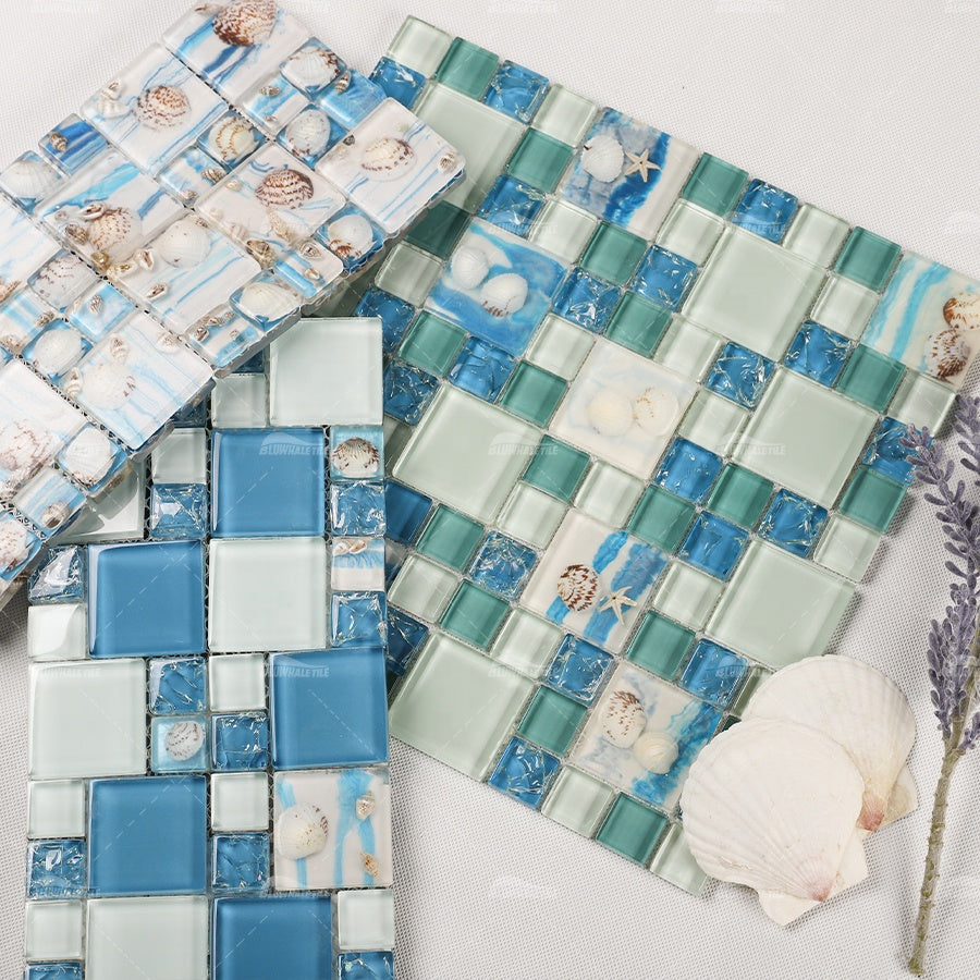 Square Seashell Epoxy Resin MOSAIC Tiles 