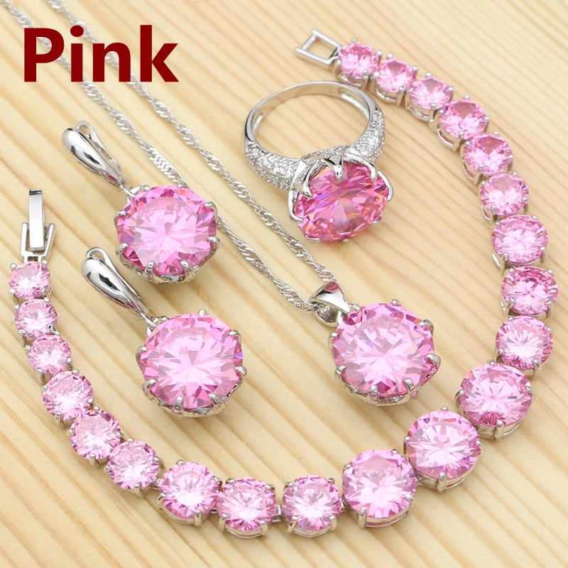 925 Silver Jewelry Set with Olive Green Stone for Women