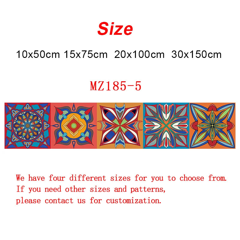 Colorful Mandala Style Strip Tiles Wall Sticker Kitchen Wardrobe Bathroom Waterproof Wallpaper Peel &amp; Stick Art Wall Decals