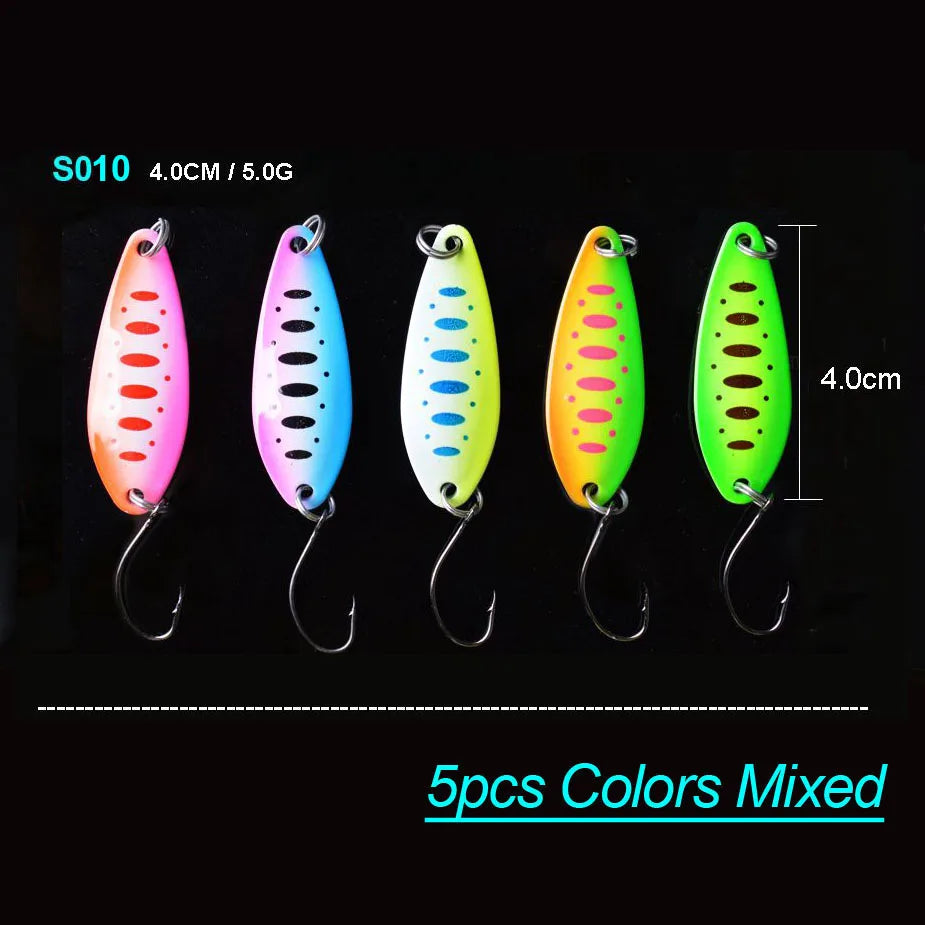 Bộ 5 Mồi Câu Kim Loại TOMA Dạng Lá Cá Lóc, Cá Trê