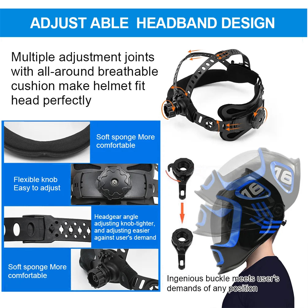 Auto Darkening Welding Helmet with Infinitely Adjustable LED Light