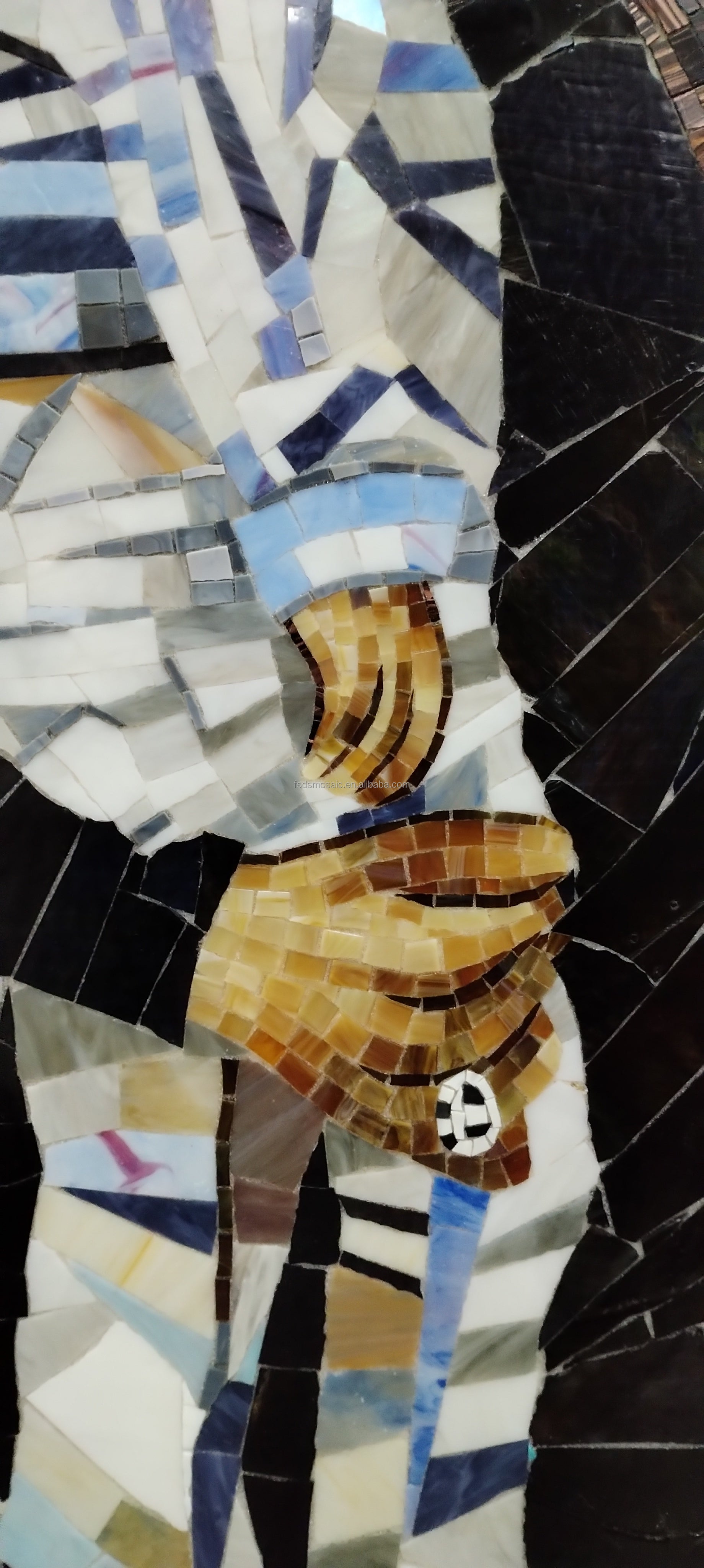 Hand Cut Glass Mosaic People Pattern On Custom Interior Wall 