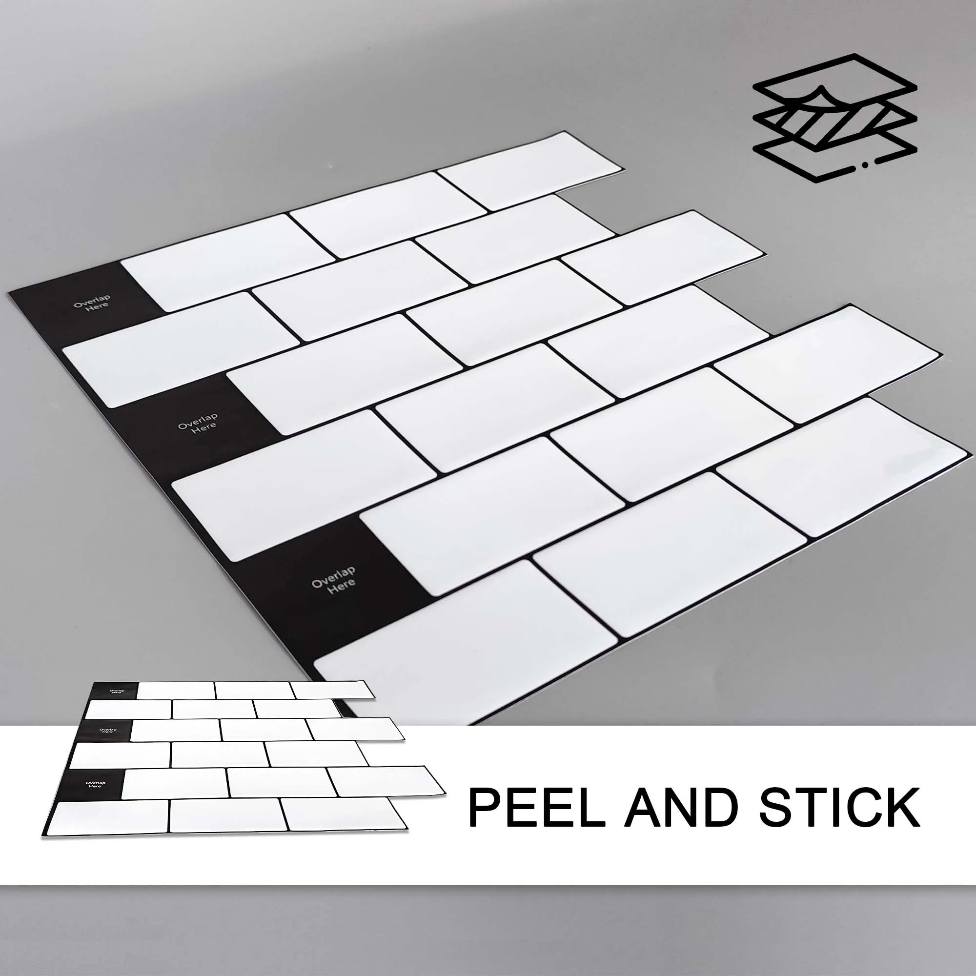 ###Gạch Dán Tường Bếp Jeedeson Trắng Viền Đen Eco-friendly