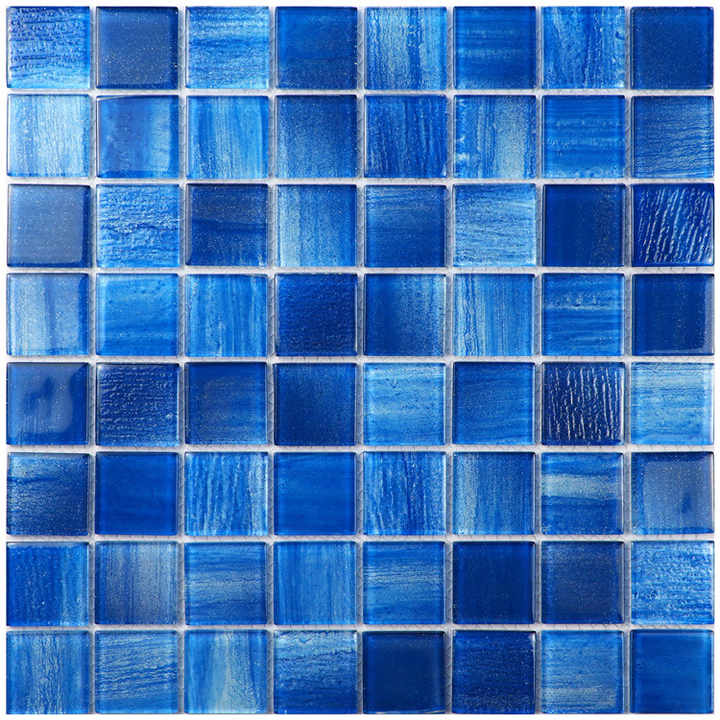Hand painted blue glass mosaic tiles for luxury bathroom, swimming pool 