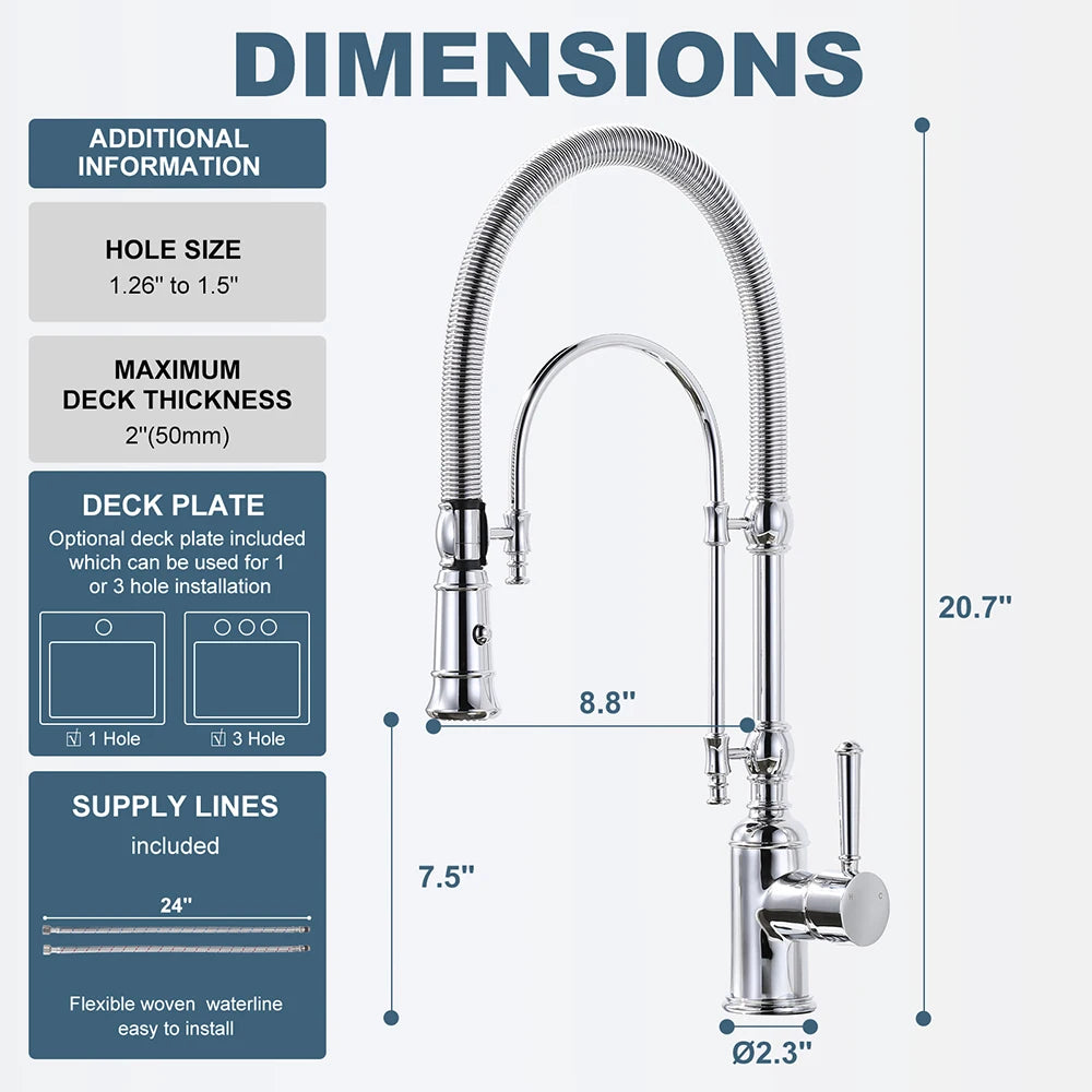Vòi Chậu Bếp Đầu Rút Cổ Ngỗng Mạ Chrome