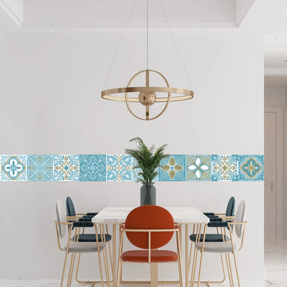 10pcs Blue &amp; Gray Matte Surface Wall Sticker Film For Tiles /Ground in Kitchen Backsplash Floor PVC Art Wallpaper Peel &amp; Stick