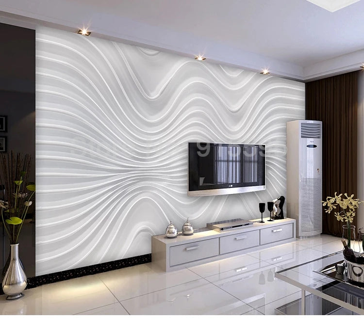 Custom 3D Stereoscopic Embossed Curve Stripe Mural Wallpapers For Living Room TV Background Wall Covering Photo Papel De Parede