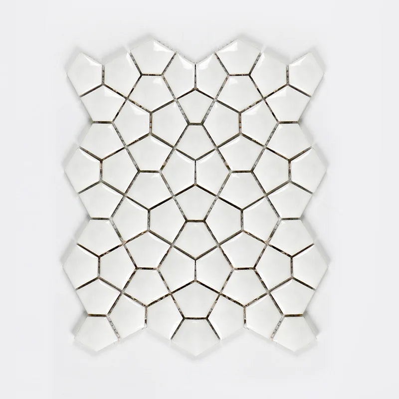 295*295 New Fashion Water Cube Design With Unique Blue Cream Color Ceramic Mosaic Tiles Panel - Daisan Mart