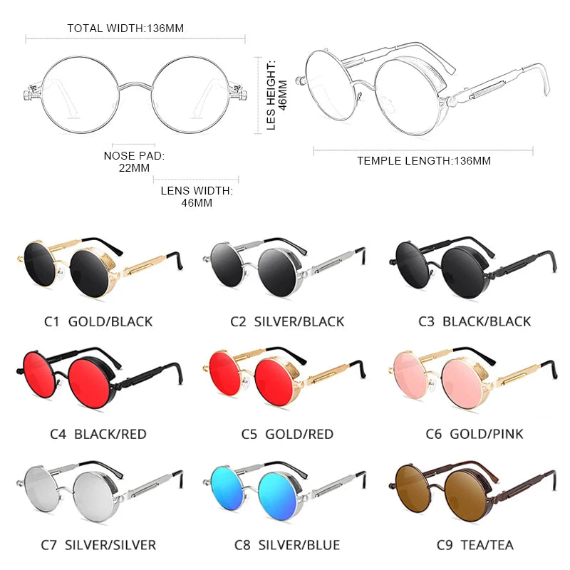 Kính Râm Cổ Điển Gothic Steampunk UV400 Nam Nữ - Daisan Mart