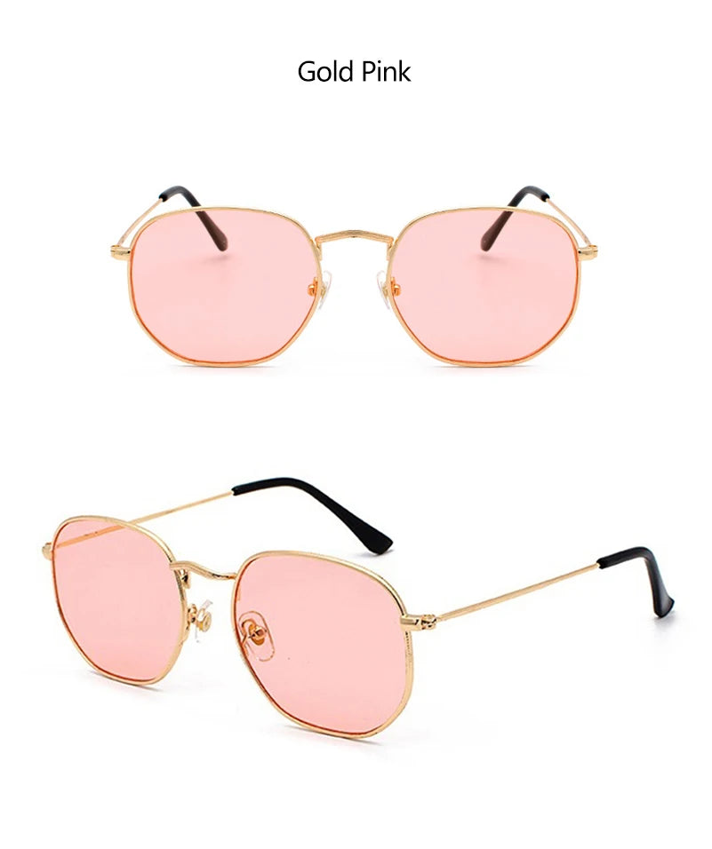Kính Mắt Lục Giác Retro Kim Loại Chống UV Thời Trang - Daisan Mart