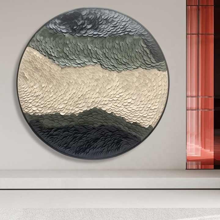 JZ Custom Home Decor Wabi Sabi Artwork 3D Abstract Painting Modern Handpaste Leather Wall Art 