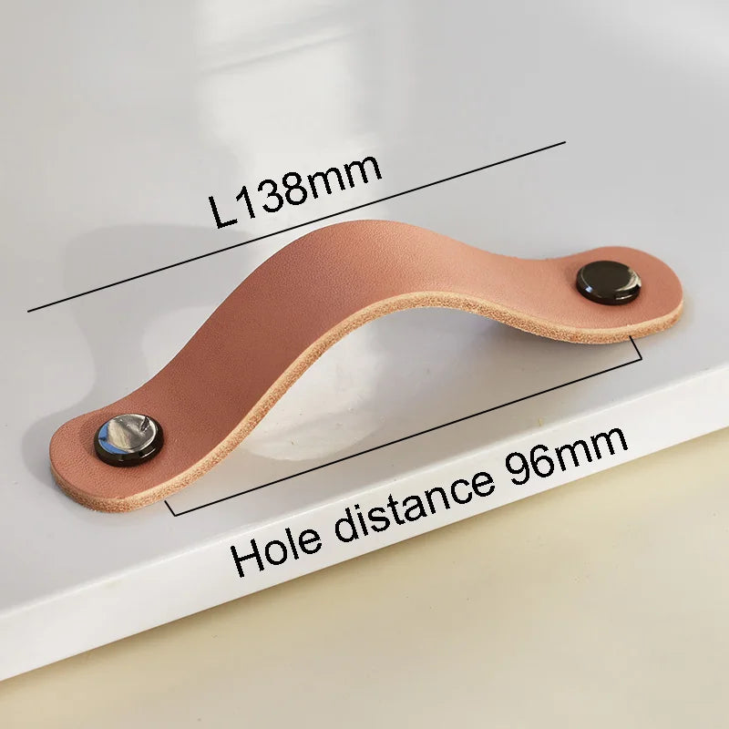 Nordic Style Pink Leather Handle Furniture Drawer Cupboard Kitchen Cabinet Door Knobs Pull Children's Room Cabinet Handles