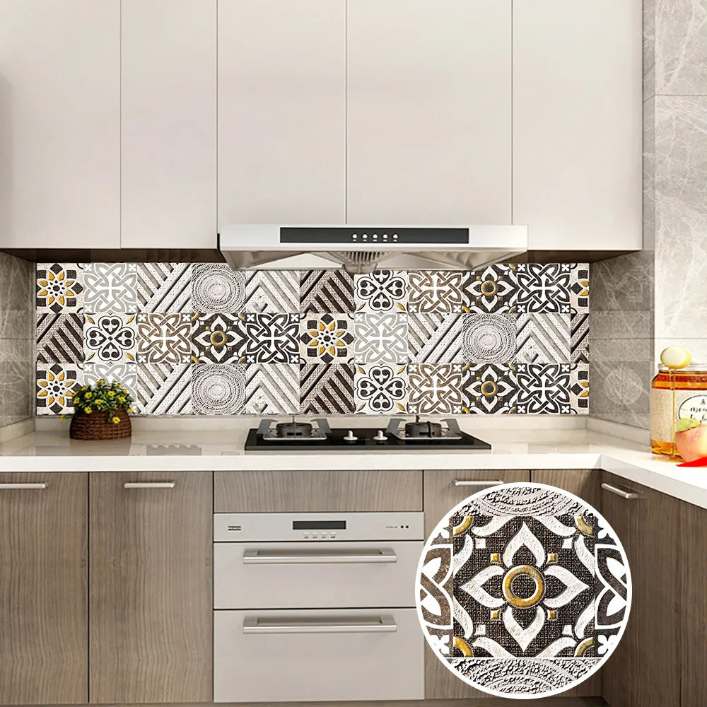 10pcs Blue &amp; Gray Matte Surface Wall Sticker Film For Tiles /Ground in Kitchen Backsplash Floor PVC Art Wallpaper Peel &amp; Stick